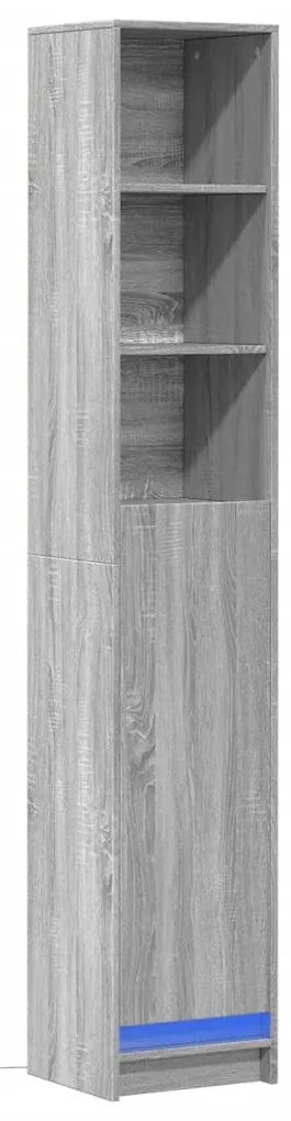 szürke sonoma szerelt fa tálalószekrény LED-del 36x32,5x200 cm