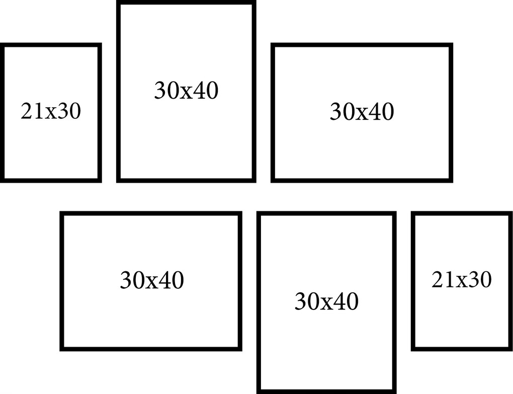 Képkeretek Fekete 6db-os szett 30x40 A4 21x30