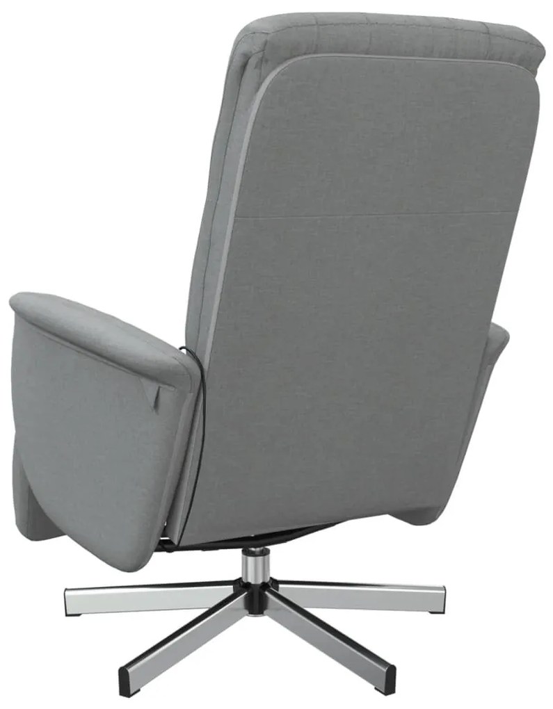 Világosszürke szövet dönthető masszázsfotel lábtartóval