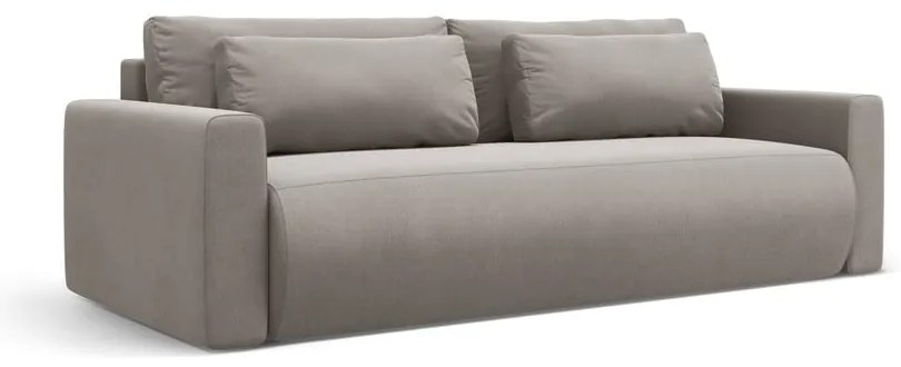 Világosszürke bársony kinyitható tárolóhelyes kanapé 238 cm Belfast – Cosmopolitan Design