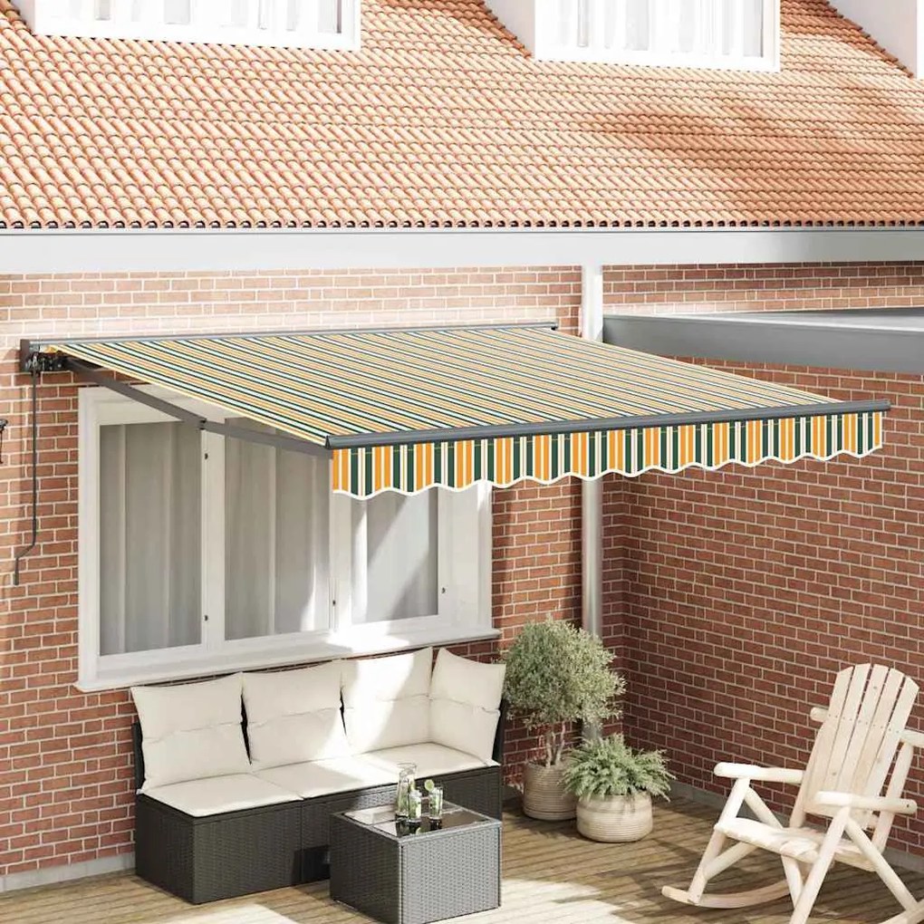 Behúzható napellenző Zöld és Sárga 300x250 cm szövet