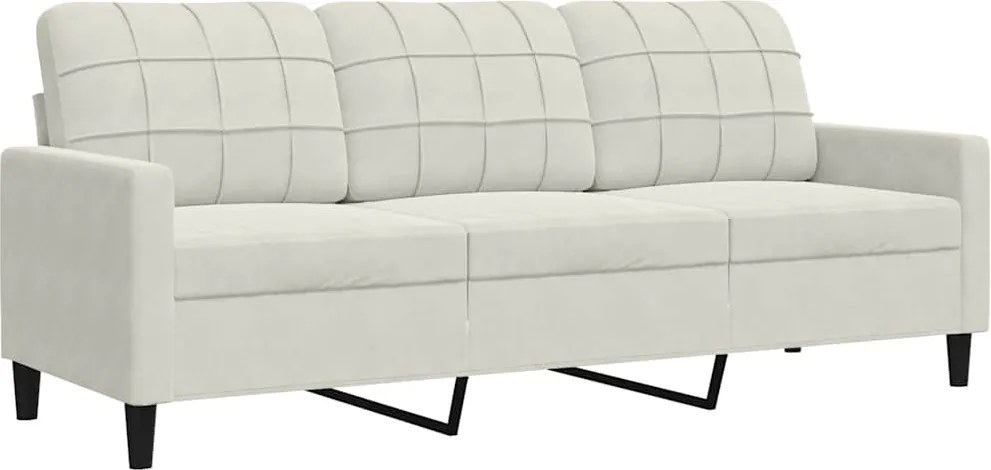 vidaXL 3 személyes krémszínű bársony kanapé 180 cm
