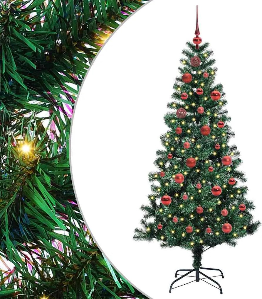 vidaXL Mesterséges, előre világított karácsonyi fa Zöld 150 cm