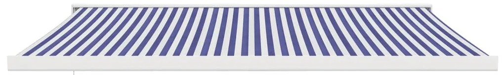 kék és fehér szövet és alumínium behúzható napellenző 4 x 3 m