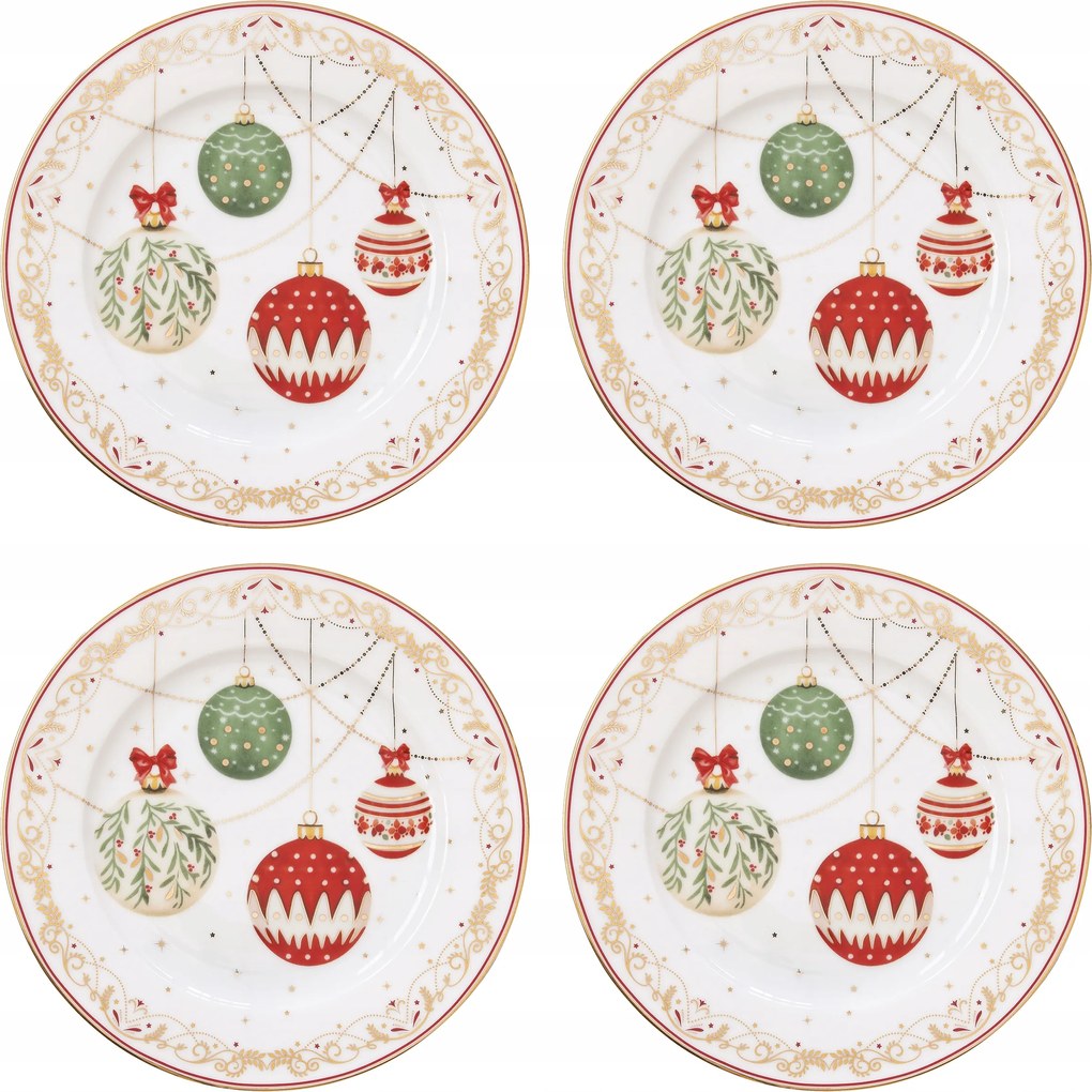 4 db-os ünnepi tányérkészlet, karácsonyi tányérszett