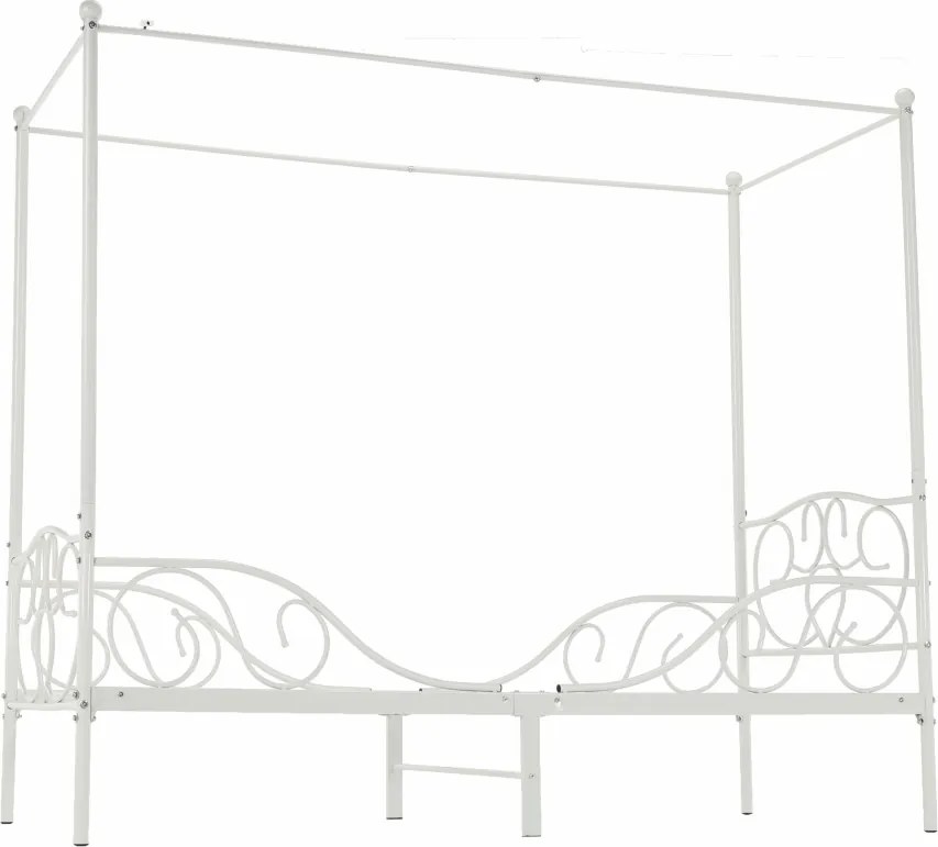 Fém ágyégbolttal, fehér, 90x200, ADELISA