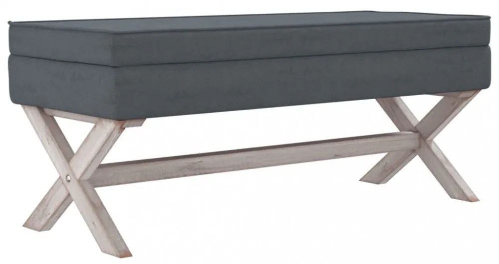 sötétszürke bársony tárolóülőke 110 x 45 x 49 cm