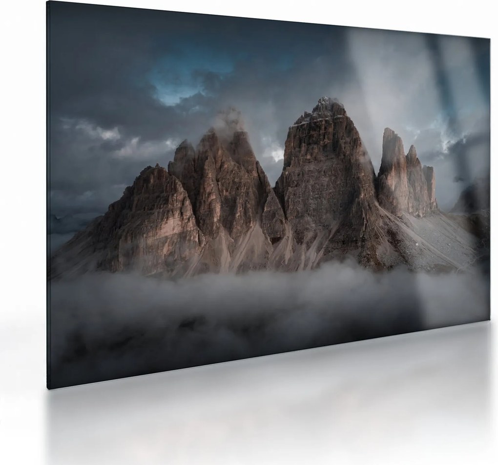 Kép - Három fogak, olasz Dolomitok (üvegen) (70x50 cm)