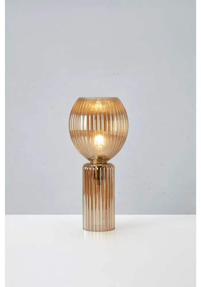 Borostyán színű asztali lámpa üveg búrával (magasság 40 cm) Toulipa – Markslöjd