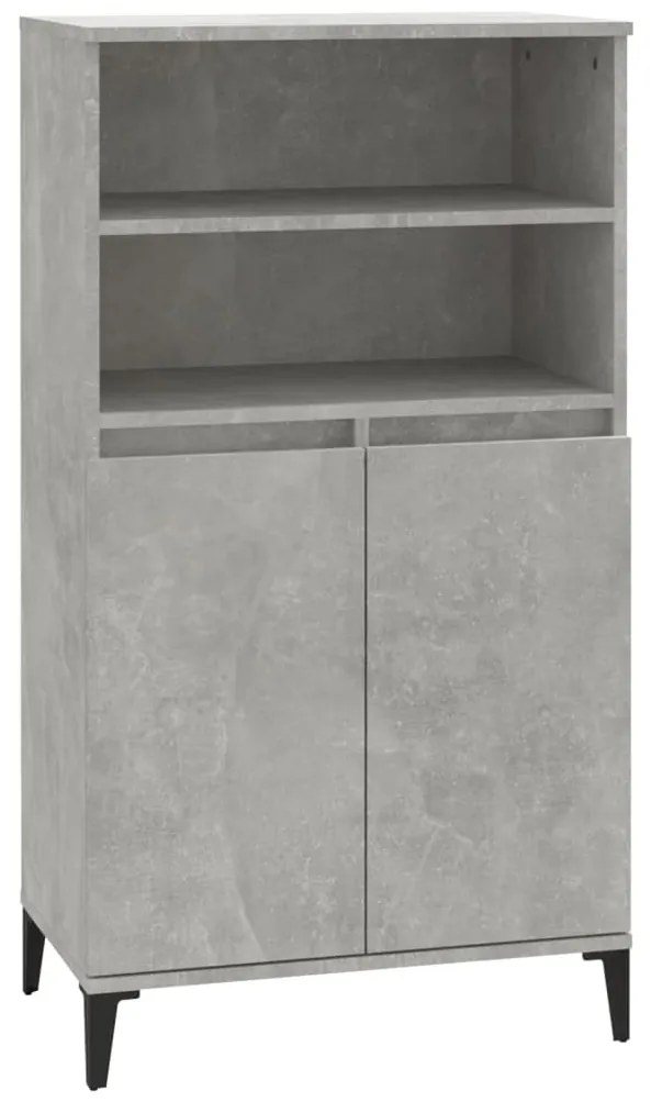 betonszürke szerelt fa magasszekrény 60 x 36 x 110 cm