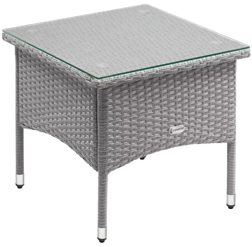 Casaria® Rattan asztal 50x50x45 cm - szürke