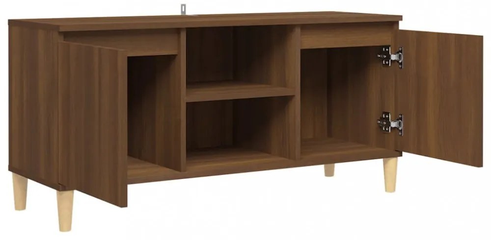 barna tölgyszínű TV-szekrény tömör falábakkal 103,5x35x50 cm