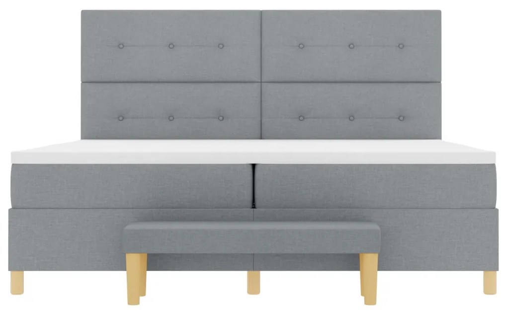 vidaXL Boxspring Ágy Mattal &amp; Pad Light Grey 200x200 cm Szövet