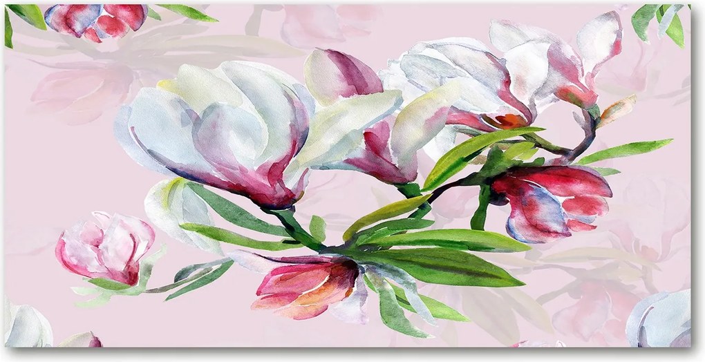 Konyhai panel Magnólia virágok 100x50 cm Ragasztó