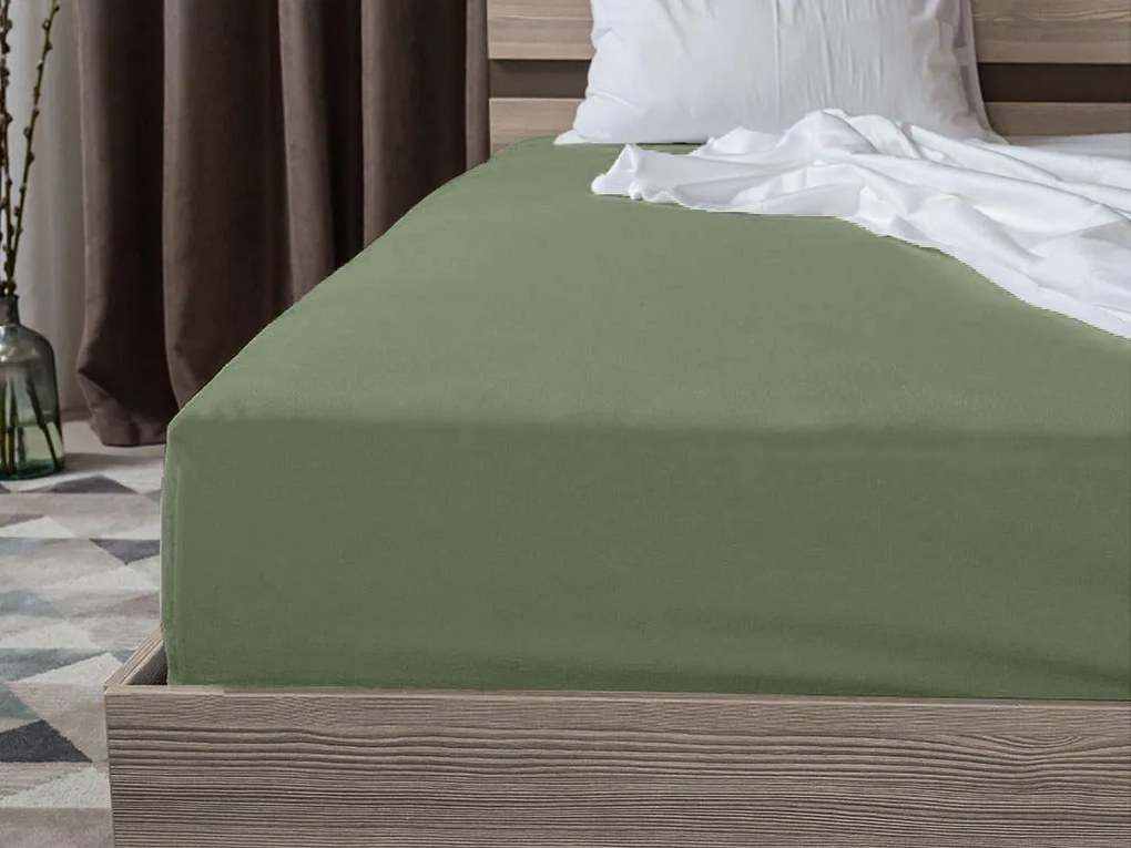 Jersey gumis lepedő sötétzöld 160 x 200 cm