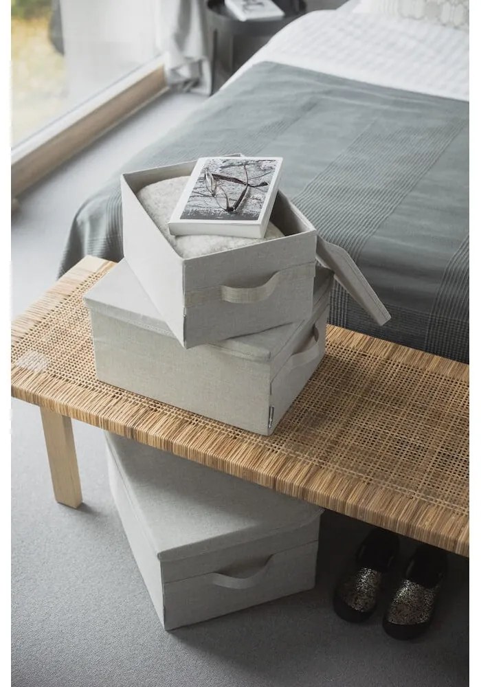 Bézs fedeles textil tárolódoboz 35x19x26 cm Soft Storage – Bigso Box of Sweden