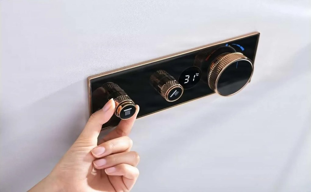 Falba süllyesztett zuhanyrendszer ELITE EDITION BCS1603 termosztáttal, kijelzővel, több színváltozatban — Réz-fekete — Két kimenetes