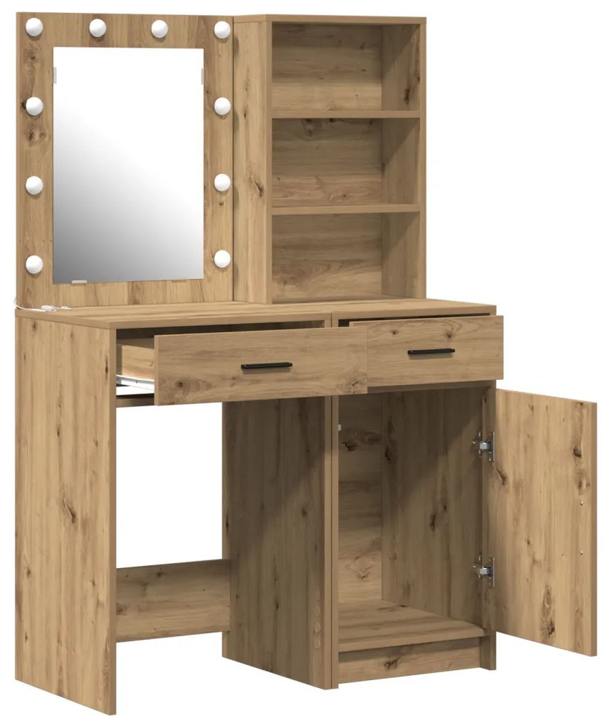 Sminkasztal Készlet 2 pcs kézműves tölgy 50 x 41 x 135 cm