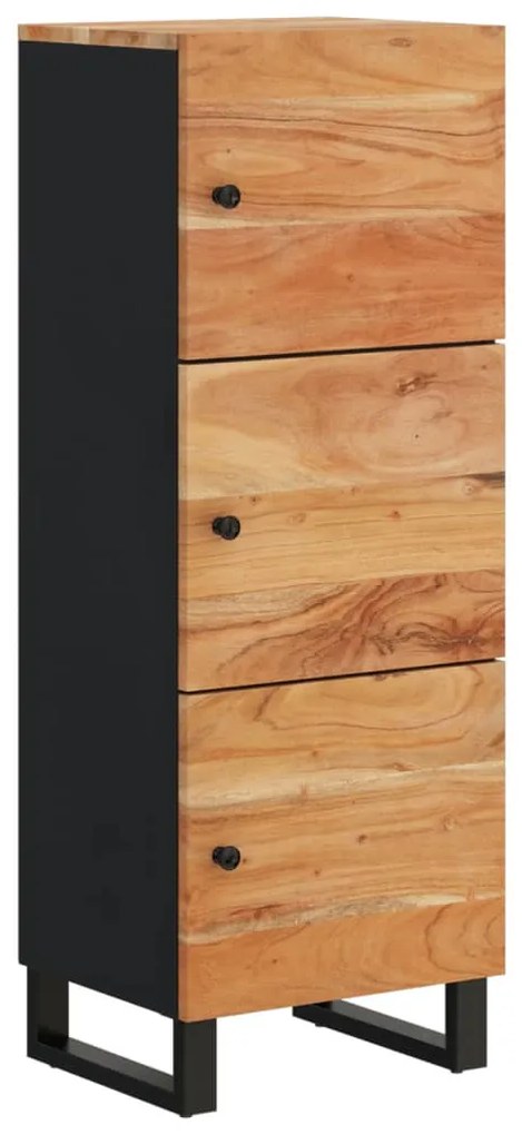 tömör akácfa és vas magasszekrény 3 ajtóval 40x33x110 cm