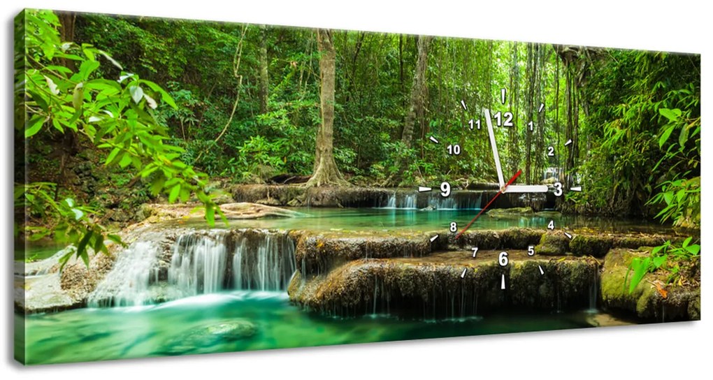 Gario Órás falikép Erawan vízesés Thaiföldön Méret: 100 x 40 cm