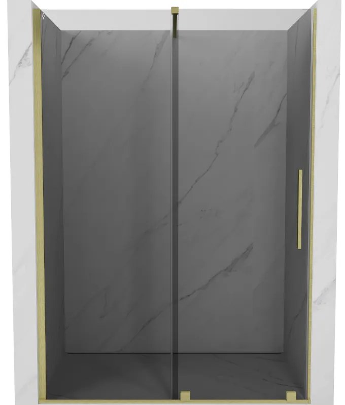Mexen Velar, tolózuhanyajtó 160 cm-es nyitáshoz, 8 mm-es szürke üveg, arany matt, 871-160-000-41-55