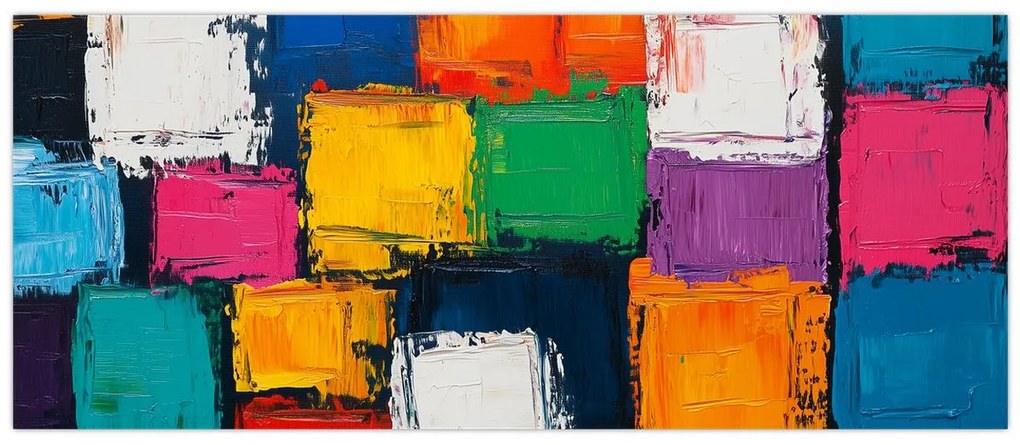 Kép - Színes négyzetek festménye (120x50 cm)