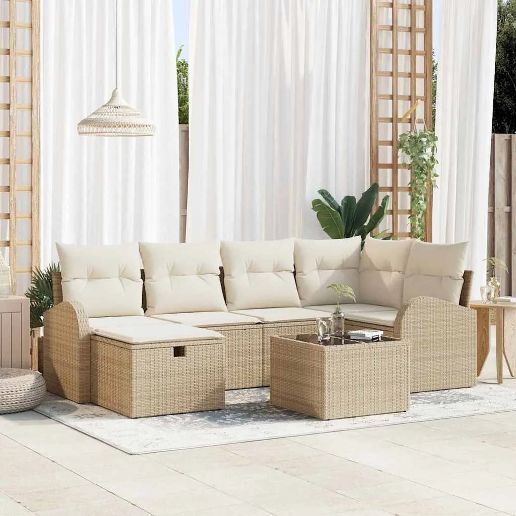 Kerti Kanapé Szett 7 pcs bézs és krémszínű 234 x 124 x 85 cm