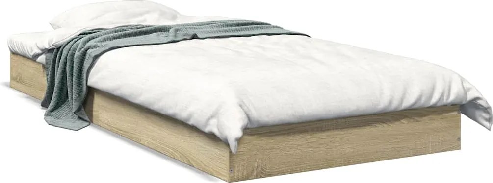 vidaXL sonoma tölgy színű szerelt fa ágykeret matrac nélkül 75x190 cm