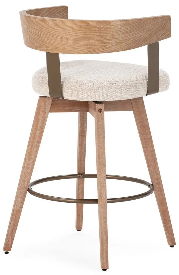 Krémszínű-natúr színű kárpitozott karfás bárszék szett 2 db-os Ilia – MOME