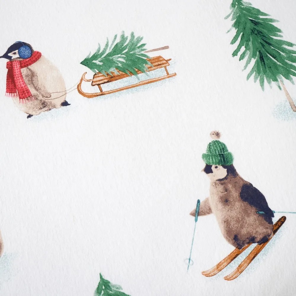 Fehér kétszemélyes-hosszabbított flanel ágyneműhuzat 230x220 cm Snowy Penguin – Catherine Lansfield