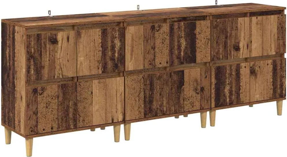 vidaXL Oldalszekrények 3 pcs Öreg fa 60 x 35 x 70 cm Faanyag