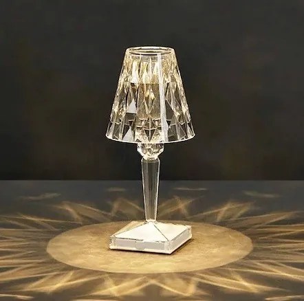 Olasz stílusú áttetsző akril kristály LED asztali lámpa 5V/1W/USB
