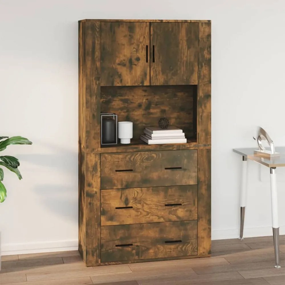 füstös tölgy színű szerelt fa fali szekrény 80x33x80 cm