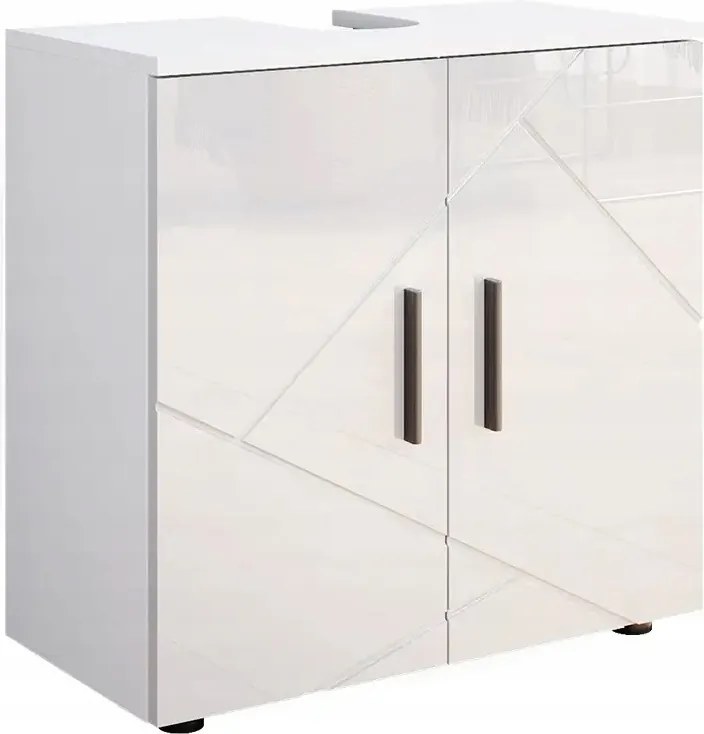 Fürdőszobai mosdószekrény szifon helyével, fényes, mintás