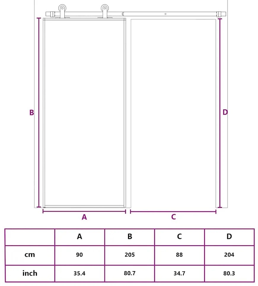 aranyszínű ESG tejüveg és alumínium tolóajtó 90 x 205 cm