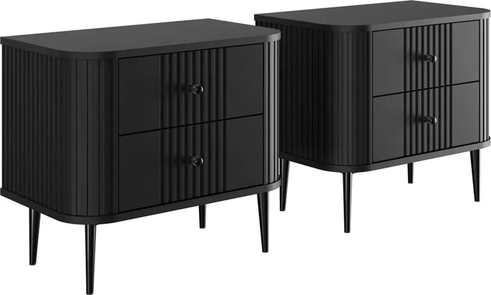 Vesper éjjeliszekrény készlet 56 cm - fekete / fekete lábak
