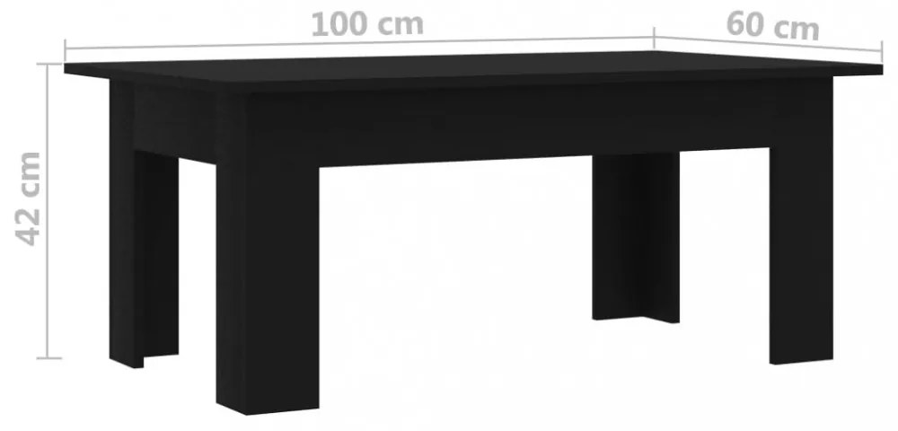 fekete szerelt fa dohányzóasztal 100 x 60 x 42 cm