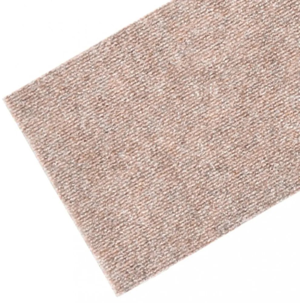 15 db világosbarna négyszögletes öntapadó lépcsőszőnyeg 76x20cm