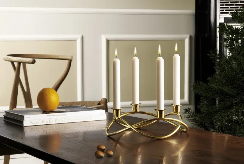 Karácsonyi gyertyatartó / Adventi koszorú, arany - Georg Jensen