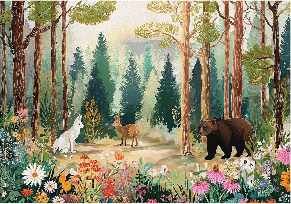 Fotótapéta Gyerekeknek Erdő Fák Tapéta Gyerekszoba 250x175