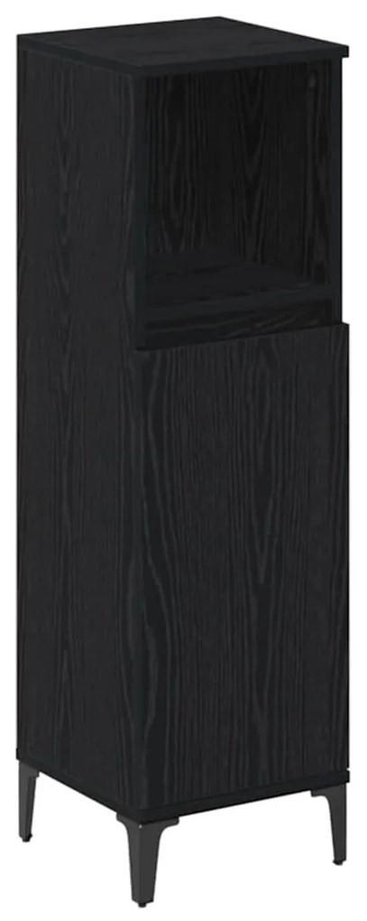 vidaXL Fürdőszoba bútor szett polcokkal 3 pcs Musta tammi Faanyag