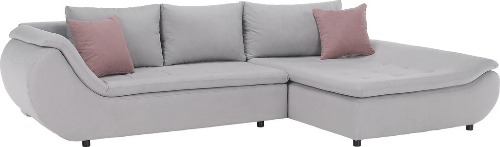 Ülőgarnitúra, világosszürke/púderrózsaszín, szövet, jobbos, BRATO