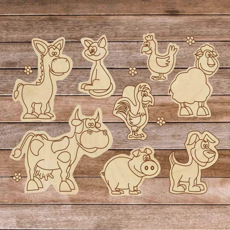 Gyermek fa kirakós játék - Farm állatok 8 db | SENTOP