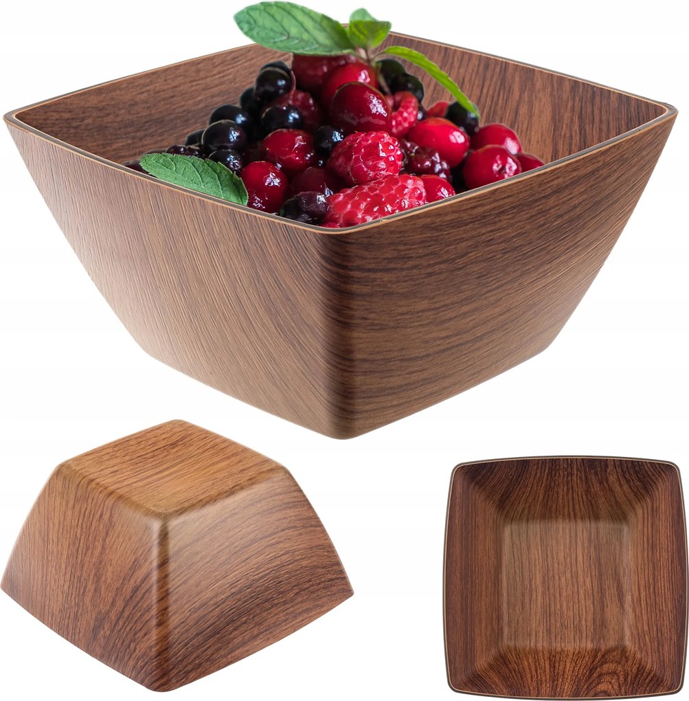 Saláta tálaló Műanyag Tál 16 cm Gyümölcssalátákhoz, Négyzet Alakú