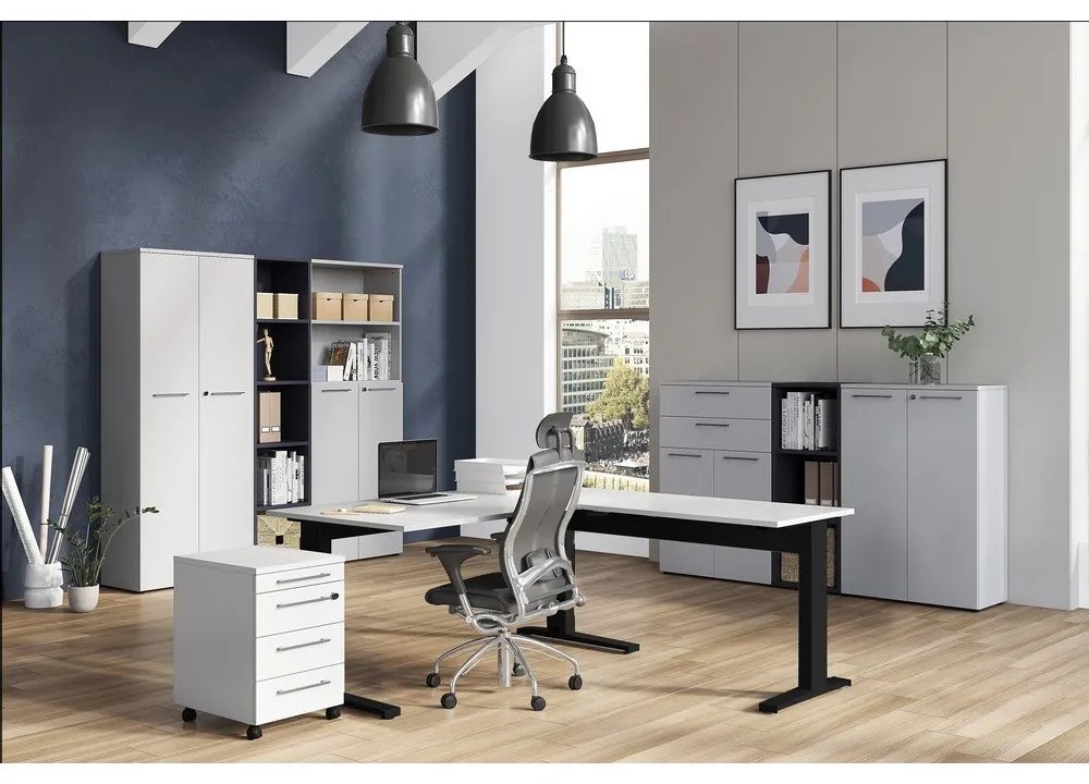 Antracitszürke könyvespolc 45x120 cm Agenda – Germania