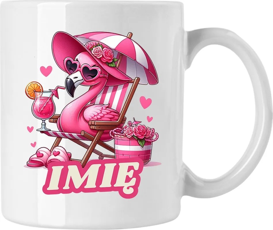 Ajándék Bögre Rózsaszín Flamingó Név Fehér 330ml