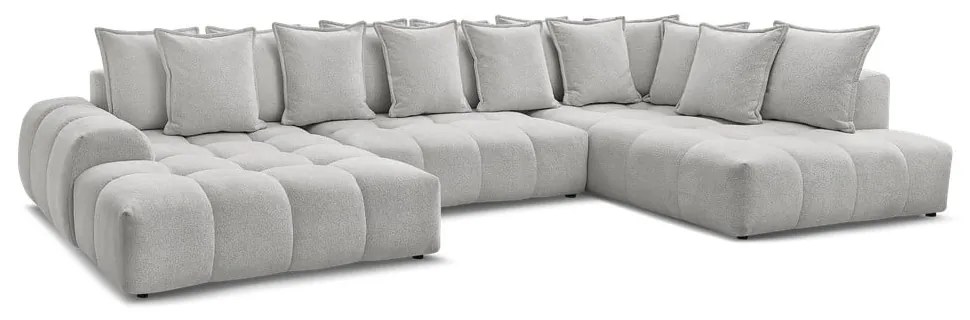 Világosszürke zsenília kinyitható-tárolóhelyes sarokkanapé (jobb oldali-U alakú) Everest – Bobochic Paris