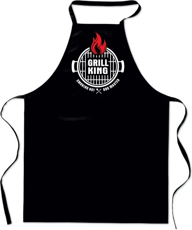 Fekete Nyomtatott Kötény Grill King Smoking Bbq Master férfi konyha