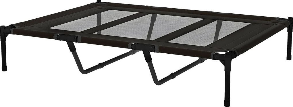 PawHut Hordozható Emelt Ágy Kutyáknak és Macskáknak Légáteresztő Hálózattal és Oxford Szövettel Benti és Kinti Használatra 122x92x23 cm Fekete | Aosom