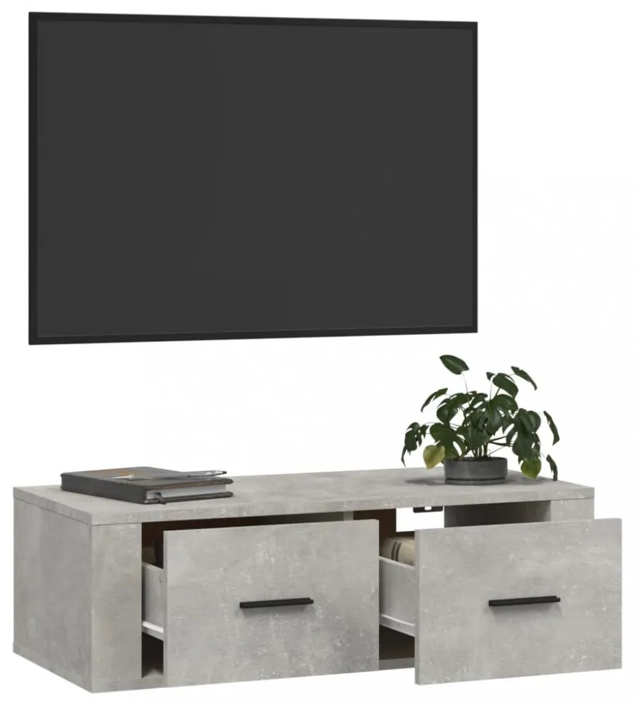 betonszürke szerelt fa függő TV-szekrény 80 x 36 x 25 cm